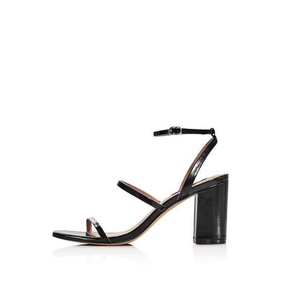 AQUA Womens Black Padded Strappy Maika Square Toe Block Heel Buckle Sandals 6 M - Picture 2 of 3